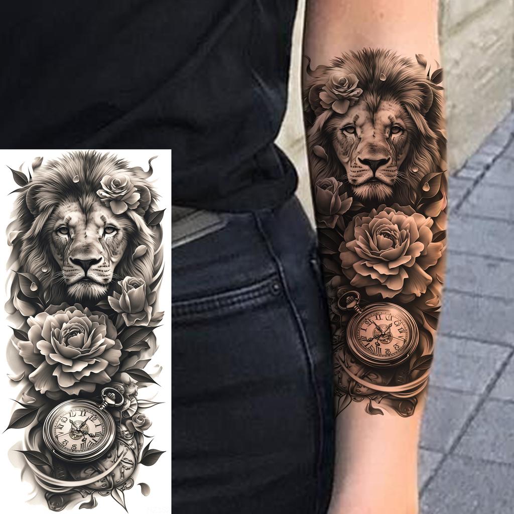 1 Sheet Realistic Fake Tiger Temporary Tattoos Sticker For Men Women Adults Water Transfer Transferable Tattoo Sleeve Waist Arm