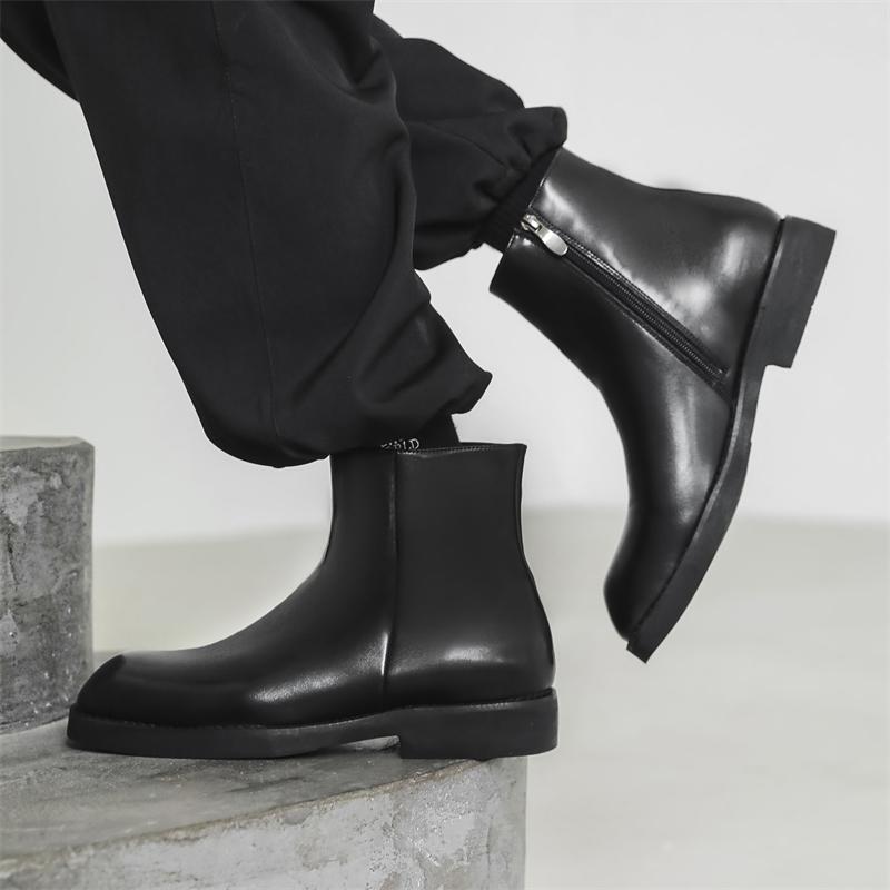 Side Zipper Male Motocross Boots Mens Slip on Low Top Shoes Men's Basic Boots New Arrival Men Winter Plush Snow Boots