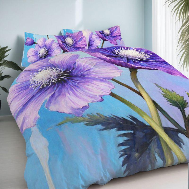 3Pcs Bedding Pillowcase Quilt Cover Set Watercolor Style Flower 2D Digital Printing Suitable For Bedroom Hotel Dormitory Decor
