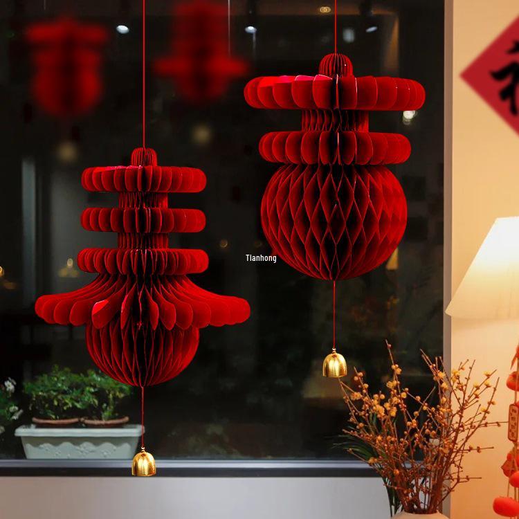 2025 Year of the Snake Spring Festival 3D Lantern Pendant & Honeycomb Ball Decorations