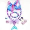 Comerț exterior transfrontalier copii coadă de sirenă fete set colier brățară inel cercei accesorii fetiță