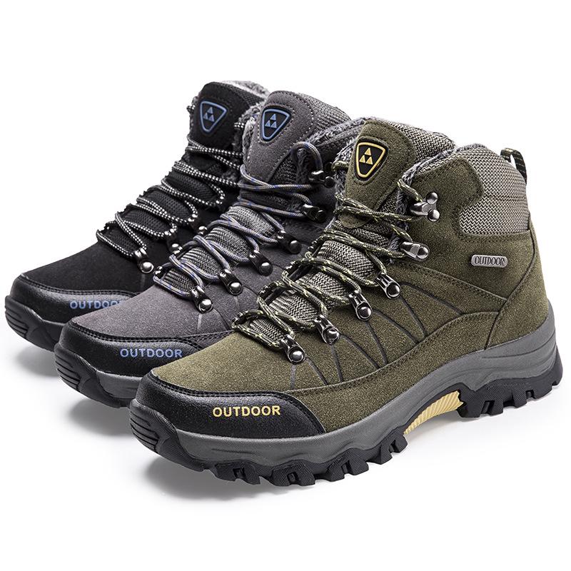 Autumn and Winter Breathable Waterproof Outdoor Hiking Shoes Men's High Top 45 Men's Cotton Shoes Hiking Sports Shoes Large Size