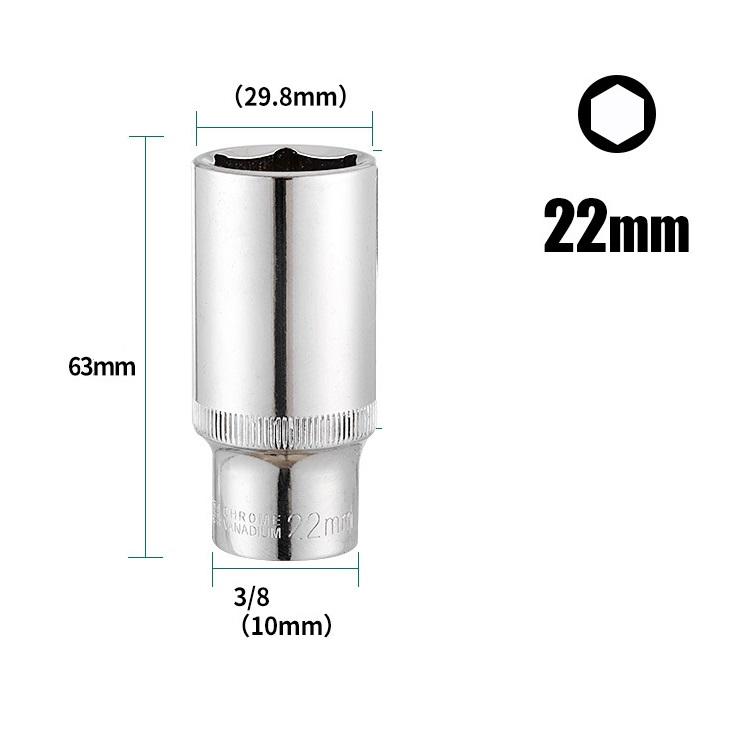 1PC 3/8in Deep Socket Adapter Hex Socket Wrench Heads Ratchet Tool 8-24mm 1/2Drive 6 Point Socket For Impact Deep Socket Adapter