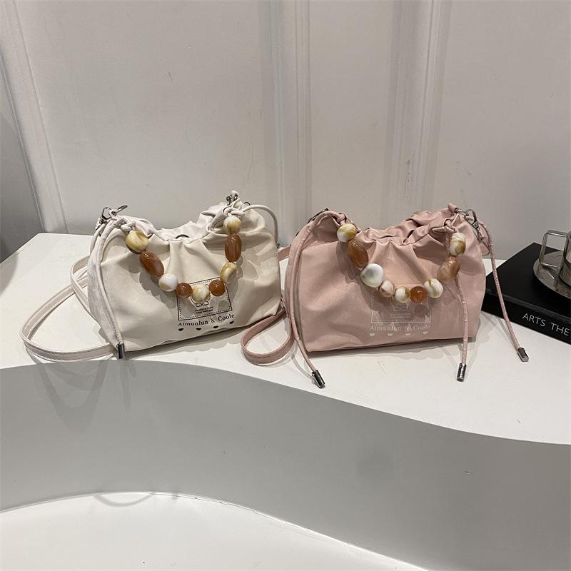 Summer new pleated design 2025 fashion trend texture women's casual shoulder crossbody bucket bag