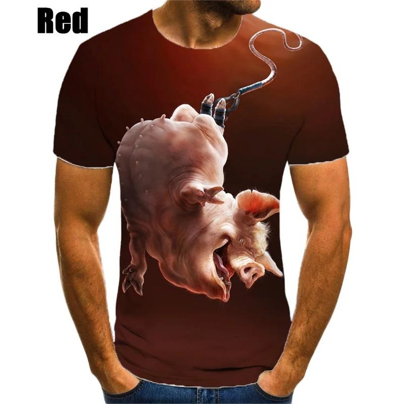 New Fashionable 3D Printed Pattern Pig T-shirt for Men's Summer Casual Short Sleeved Round Neck Plus Size Shirt for Comfort