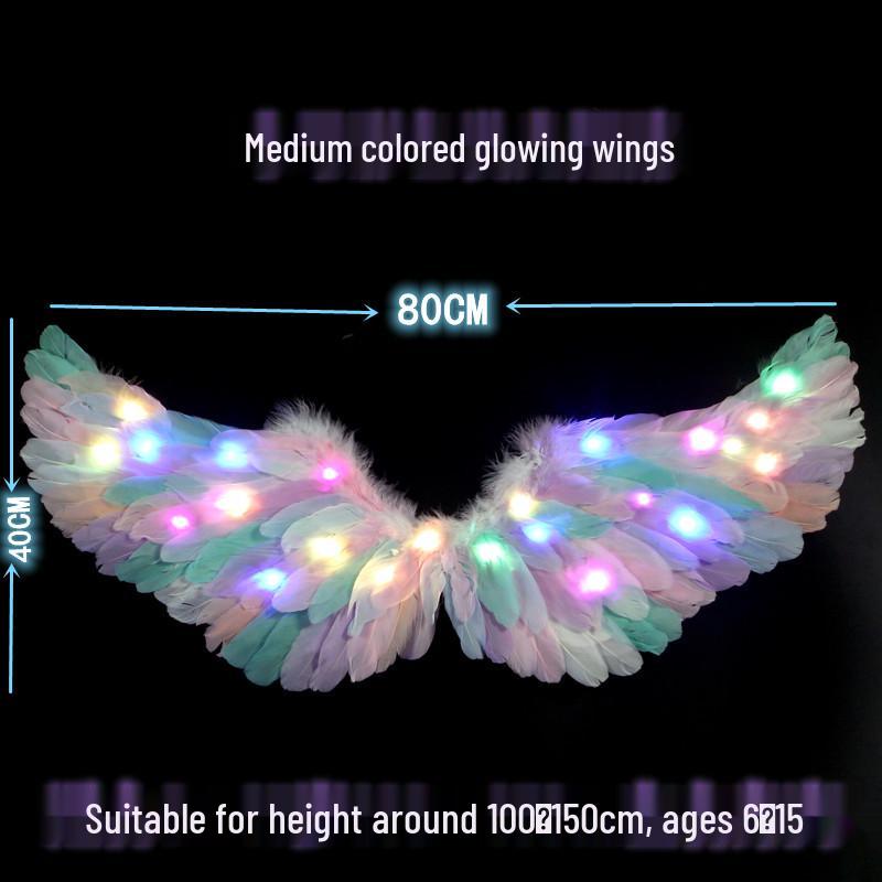 Children's Glowing Angel Feather Wings Costume Prop for Girls & Adults - Fairy, Elf, Cosplay & Photoshoots
