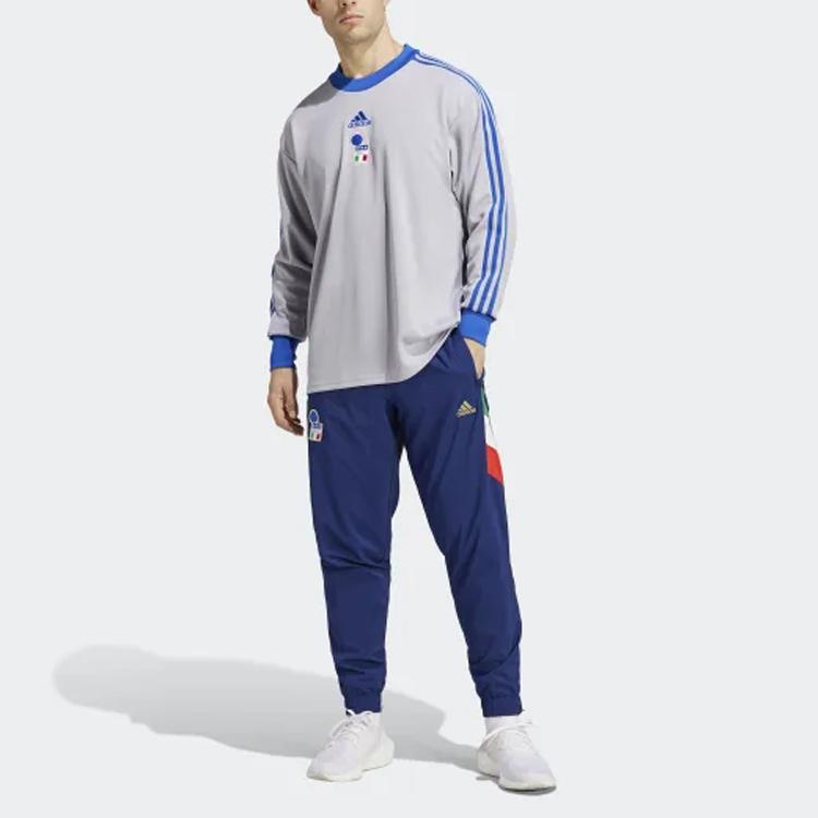 adidas Casual Striped Crew Neck Long Sleeve T-Shirt Men Tops Gray HT3473