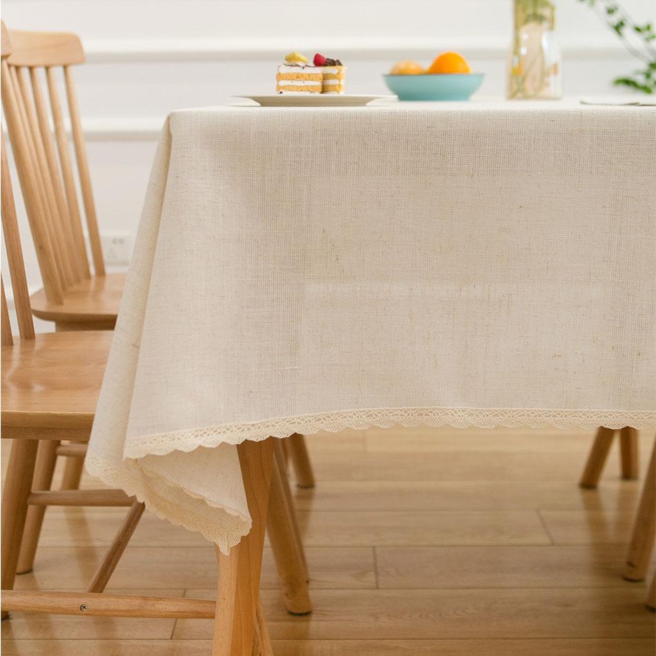 Baumwoll-Leinen-Tischdecke, Rechteckig mit Quasten, Jute-Seil-Spitze, Staubdichte Tischabdeckung, für Küche, Esstisch, Party, Teetisch-Dekoration