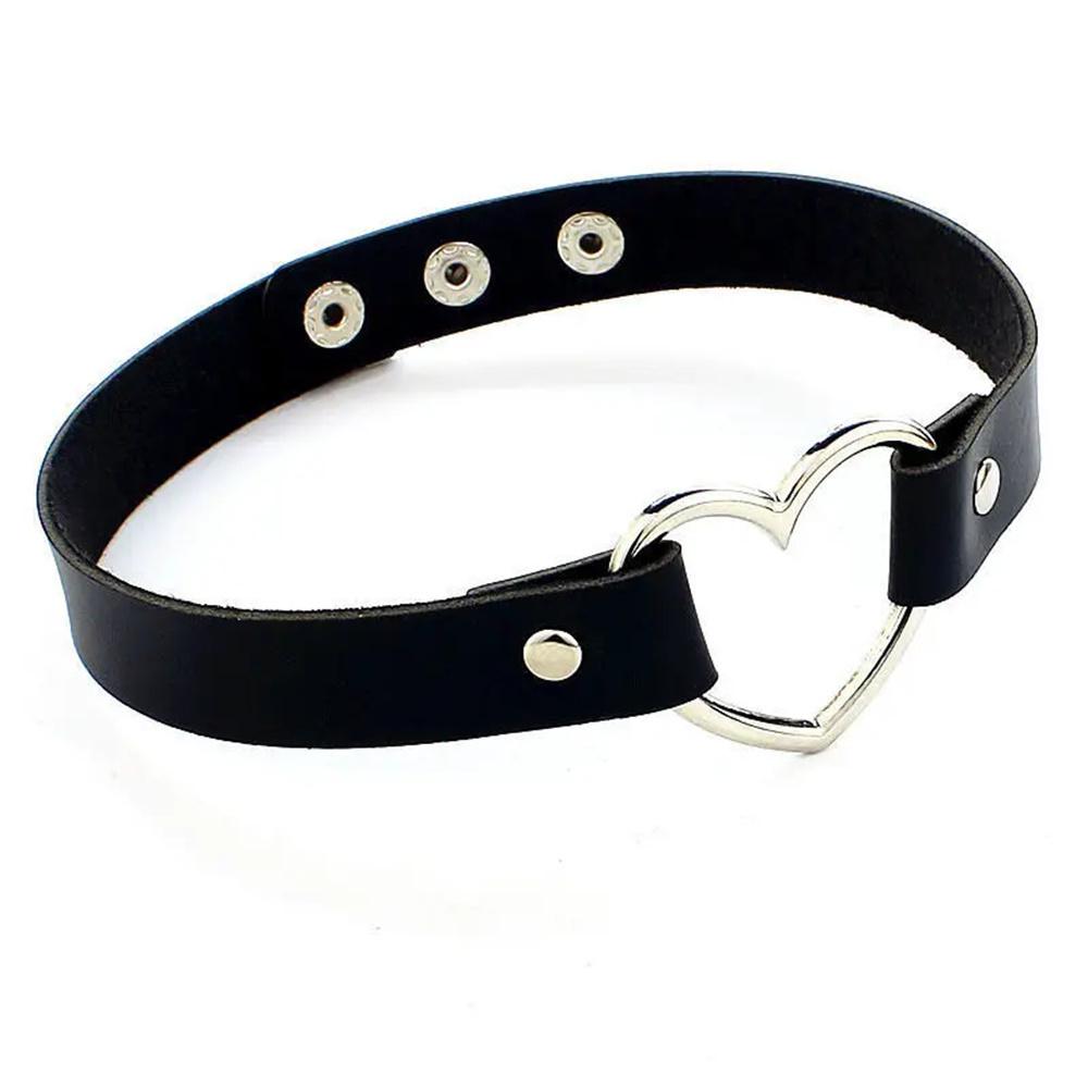2025 Damen Gothic Herz Choker Halskette Schwarz Rot Halskette PU Leder Kragen Ketten Maid Punk Cosplay Access
