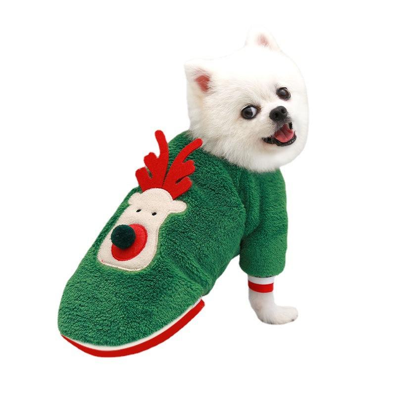 Cat Pet Clothing, Coral Fleece Dog Hoodies, Dog Outings, Christmas Dog Clothes, Cat Two-legged Supplies