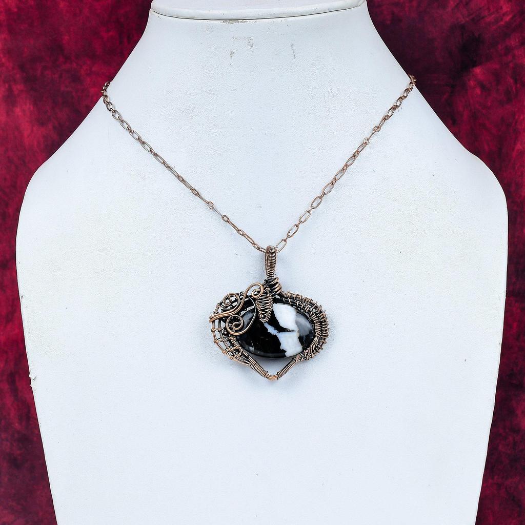 White Buffalo Turquoise Pendant Copper Wire Wrapped Pendant Gemstone Pendant