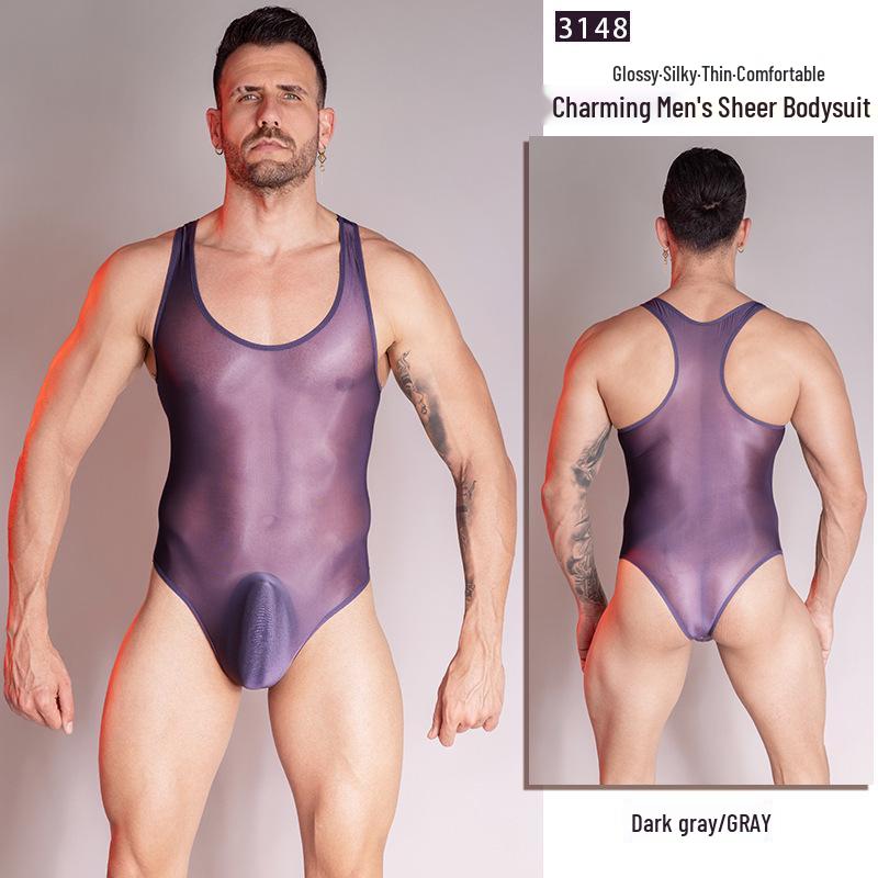 Men's Silky Smooth Lightweight Shapewear Bodysuit – Comfortable, Breathable, High Elasticity Lingerie.