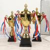 Sports Games Gold Trophy Awards Champion Metal Model Prize Cup With Base Lid School Rewarding Supply Winner Award Trophy Toy