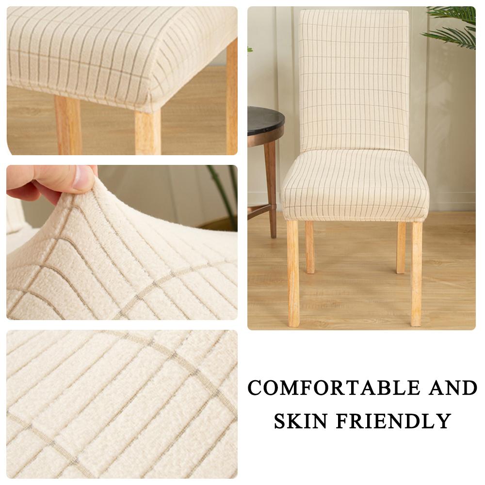 Jacquard Soild Color Chair Covers Elastic Anti -Slip Chair Furniture Slipcovers Dustproof Cover Protective For Dining Space Kitchen Formal Dinner