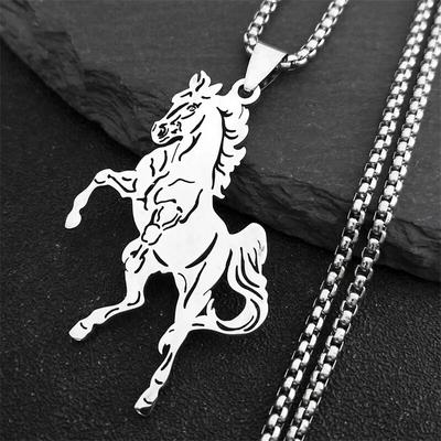 Aesthetic Horse Animal Necklace for Women Men Stainless Steel Silver Color Lucky Collar Party Wedding Gift Jewelry