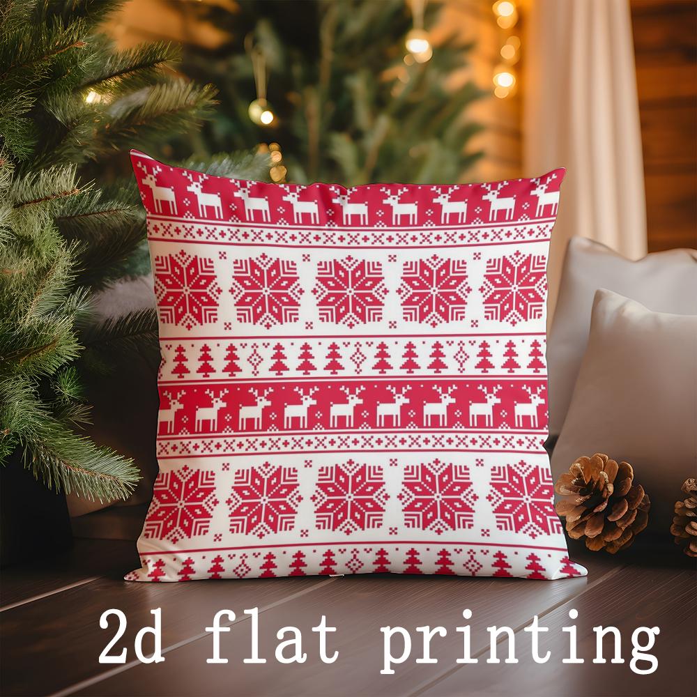 

Home Decor Christmas-themed Pillow Covers with Festive Scenes Pattern Cushion Cover Suitable for Sofa Bedroom Car Pillow Cover 40x40cm
