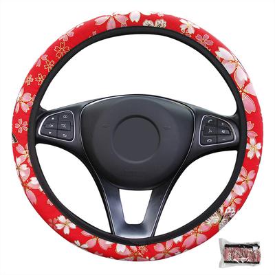 Meisje Vrouwen Auto Stuurwielhoes Stoffen Wrap Kersenbloesems Vrouw Meisje Lieflijk Voor 37-38 CM M Maat Stuurwiel