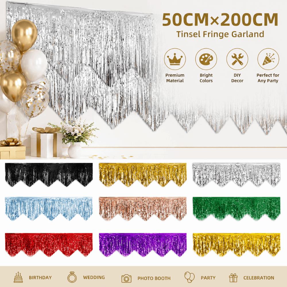Silver Gold Color Metallic Fringe Garland Tinsel Streamers Banner  Wedding Backdrop