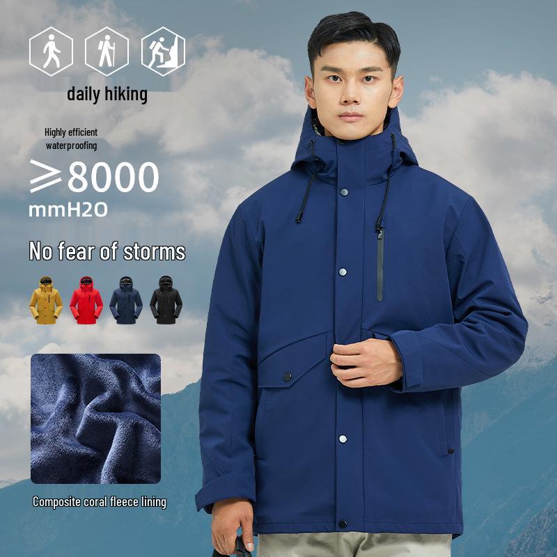 

Men s Winter Windproof Waterproof Fleece-Lined 3-in-1 Mid-Length Jacket XXL червоний