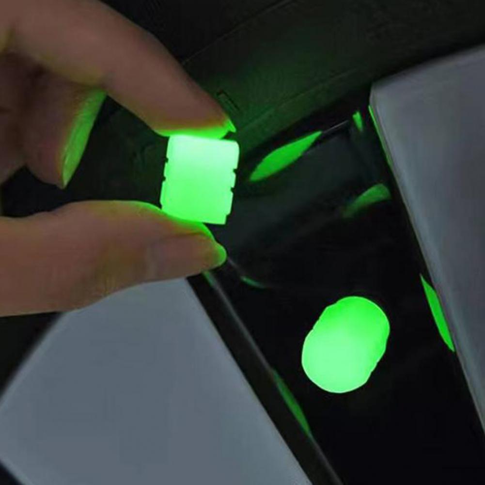 Beleuchtete Ventilkappenschrauben Leuchten im Dunkeln Reifenventilkappen Erhöhte Sichtbarkeit Leuchtende Reifenventilkappensets für Autos für die meisten