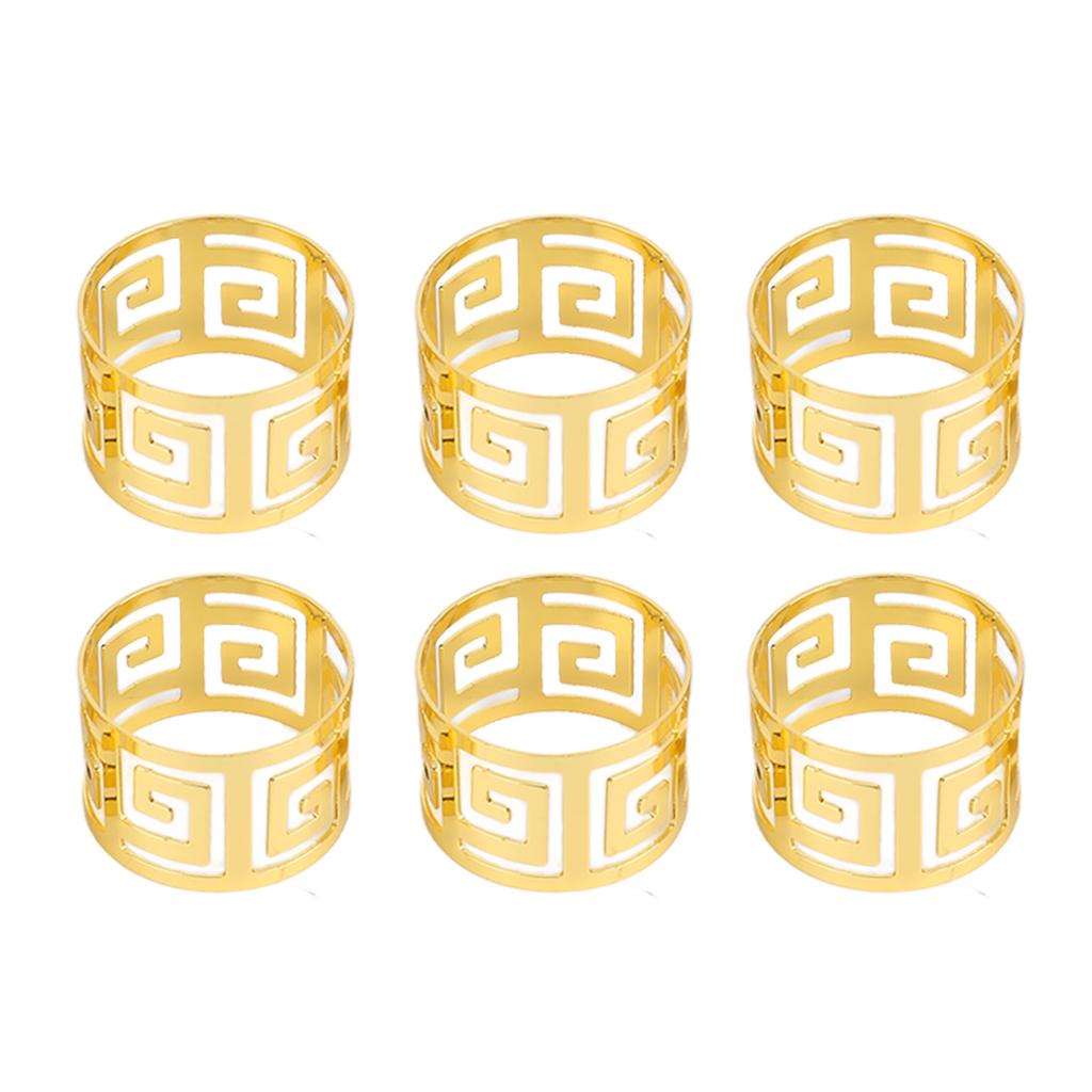 6 st Servettringset Elektroplätering Guld Ihåliga Servettringar Spännen för Middag Jubileum