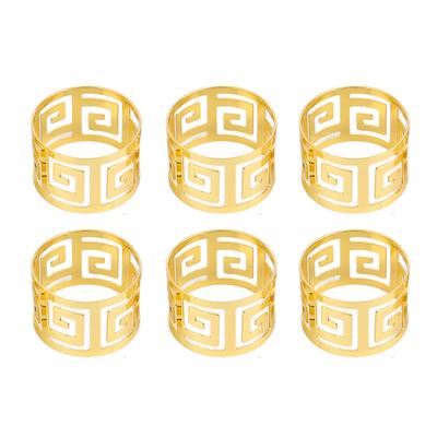 6 Stück Serviettenring-Set Galvanisieren Goldene Ausgehöhlte Serviettenringe Schnallen für Essen Jubiläum