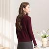 Qianbainian Damen Farbblock-Strickpullover aus reiner Wolle