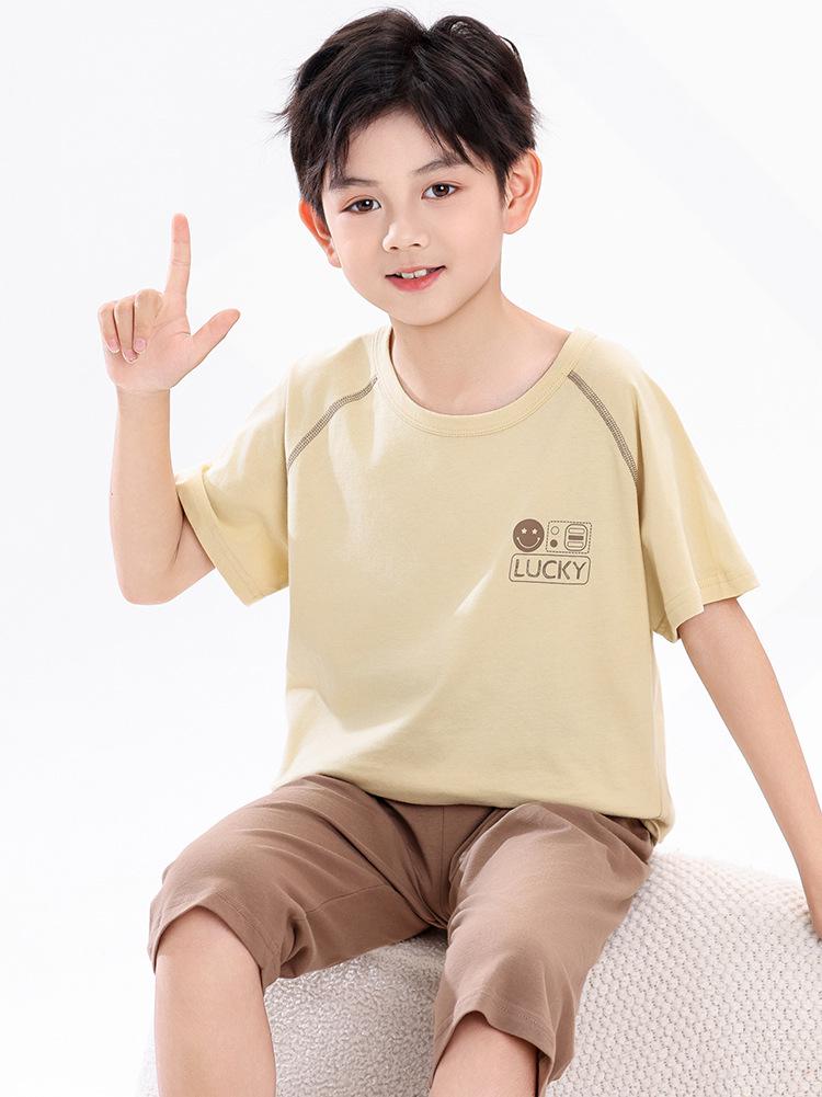 Boys' Cotton Pajama Set - Short Sleeve & Breathable Summer Homewear