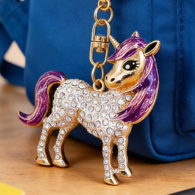 Porte-clés Cheval Strass Colorés Étincelants Charme Cheval Porte-clés Sacs Sacs à Dos Voitures Mascotte Porte-bonheur Accessoire