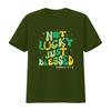Not Lucky Just Blessed Retro St Patricks Day Christian Faith T Shirt Vintage Washed Casual Unisex Homme Soft Streetwear
