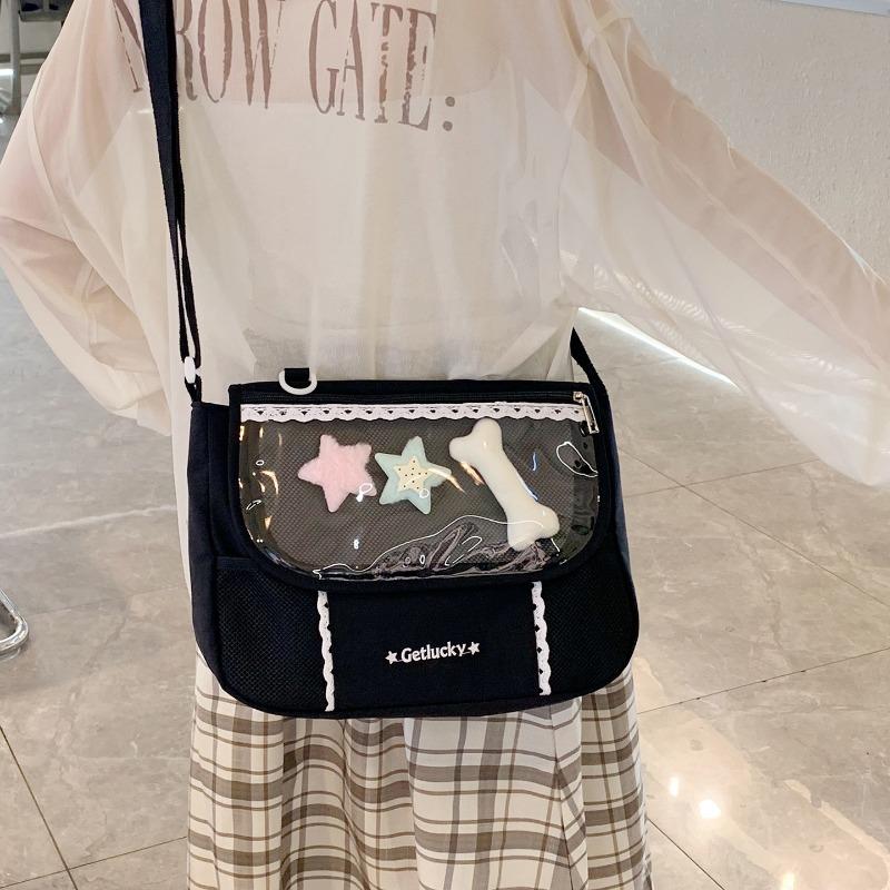 Girls casual versatile tote bag women's new transparent large-capacity shoulder messenger bag