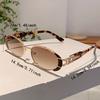 Fashion Leopard Decor Tawny Shades Women Retro Oval Metal Trends Sunglasses Ins Brand Design Ladies Sunglasses for Beach