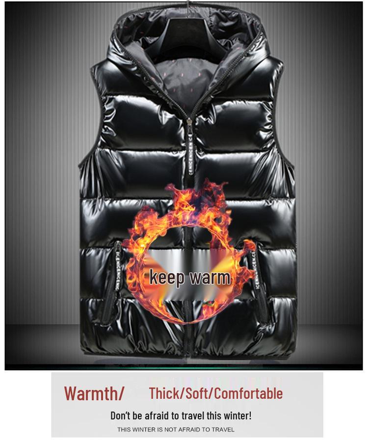 Męska Zimowa Kamizelka Bawełniana - Pogrubiona, z Nadrukowanym Logo