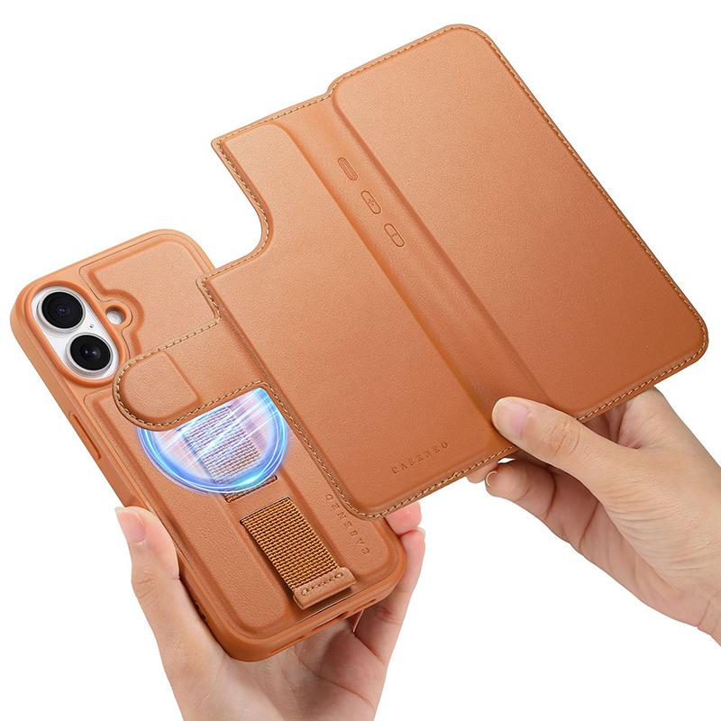 Leather Wallet Case for IPhone 17 Pro Air 15 14 13 12 16 Pro Max Plus Magsafe Case 2 in 1 Detachable Magnetic Flip Cover Holder