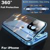 Magnetic Case for iPhone 16 Pro Max/ 16 Plus with Metal Frame Phone Bumpers Double Sided Tempered-Glass Full Lens Protection Cover