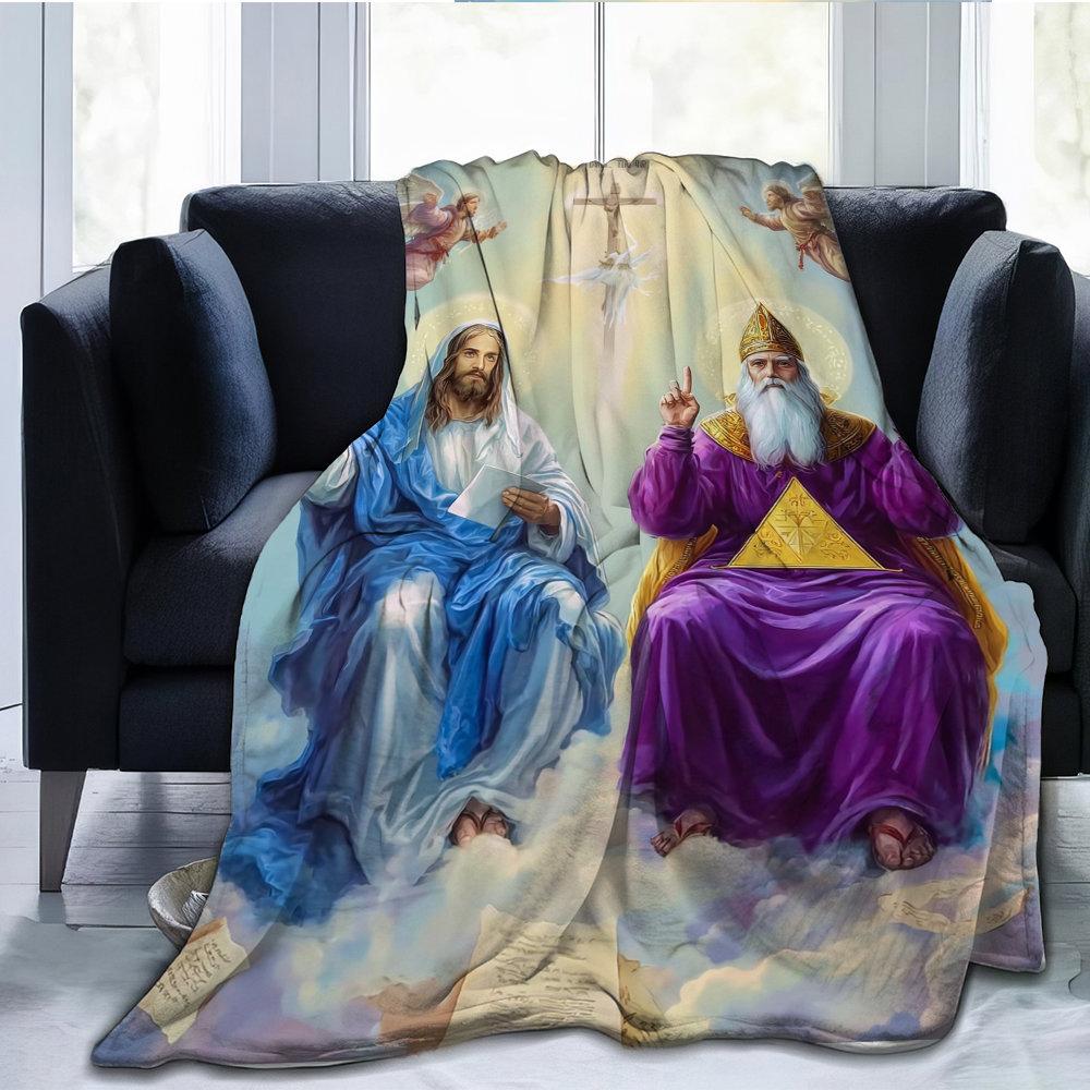 Christianity Themed On Jesus Christ Flannel Printed Blanket Suitable for All Seasons Suitable for Living Room Office Sofa Travel
