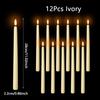 12-120Pcs LED Taper Candles Artificial Black Flameless Flickering Candle Christmas Lights Home Birthday Wedding Candles Battery