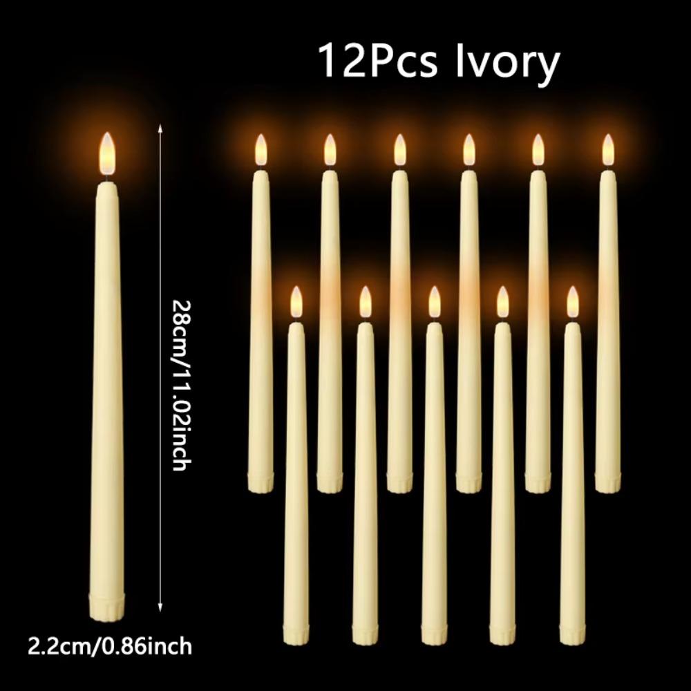 12-120Pcs LED Taper Candles Artificial Black Flameless Flickering Candle Christmas Lights Home Birthday Wedding Candles Battery