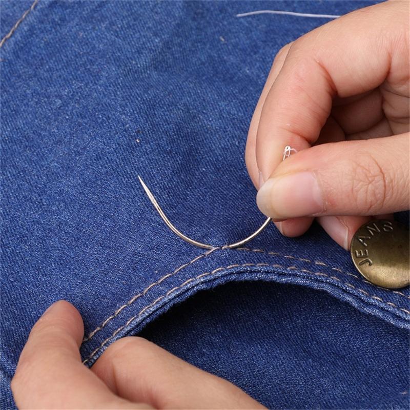 42/50/100/120Pcs Curved Needle C Type Leather Needle Curved Sewing Needle for Hand Sewing, Carpet Leather Canvas Repair