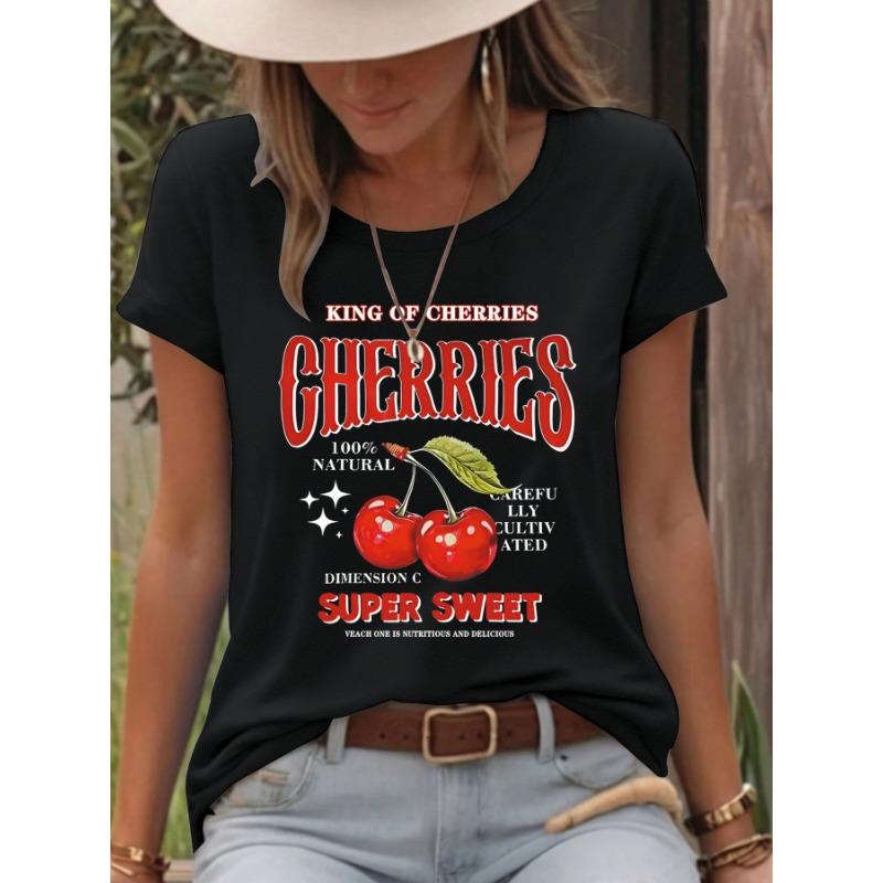 

Женская модная летняя футболка с короткими рукавами вишневого цвета M чёрный