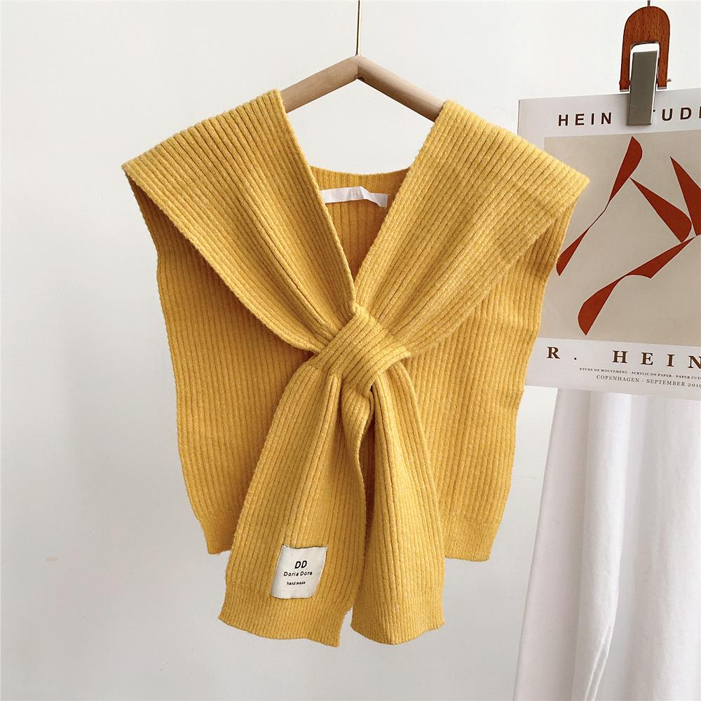 Solid Color Cross Shawl Women's Spring Autumn Shoulder Knit Wool Decorative Scarf