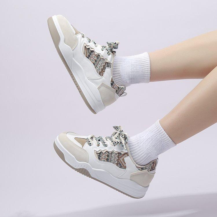 Baskets épaisses blanches pour femmes, chaussures à plateforme à la mode, chaussures de sport bohème à semelle épaisse