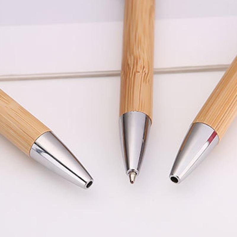 10x Bamboo Pen Retractable Ballpoint Pen Writing Pen School Office Supplies