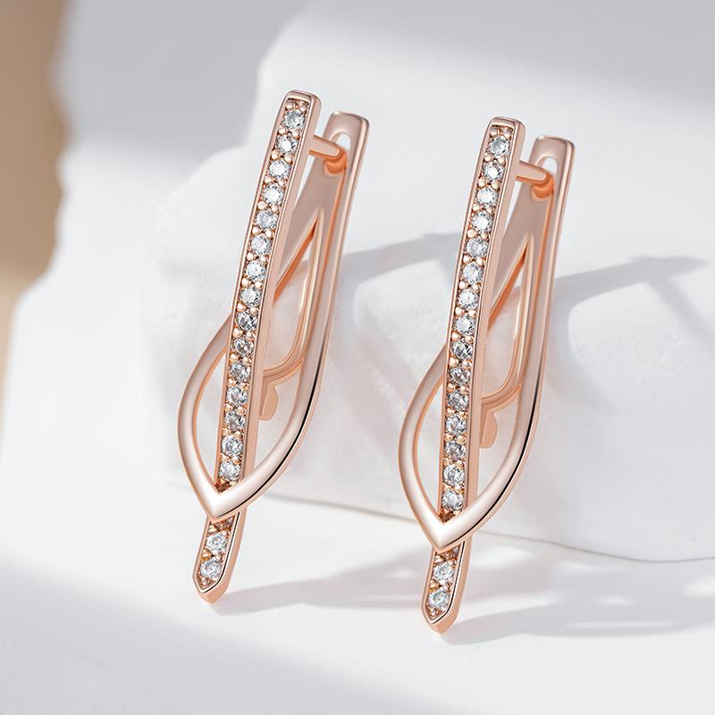 Innovative Design Natural Zircon Drop Earrings For Women  Rose Gold Color Romantic Gift Fashion Daily Fine Jewelry