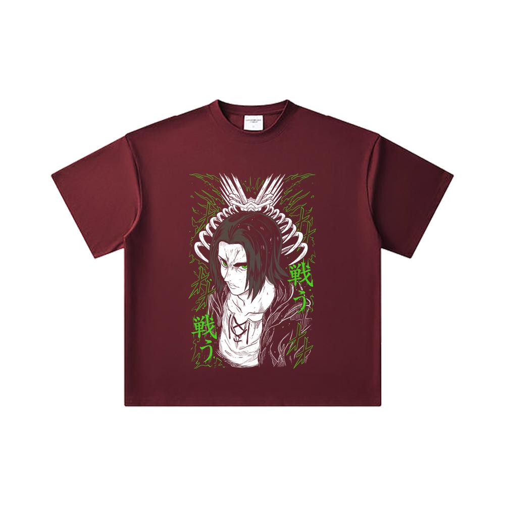 260 GSM Double Yarn 32 Count 100% Cotton Attack On Titan V1 Eren Print Unisex Heavy Cotton T Shirt… More