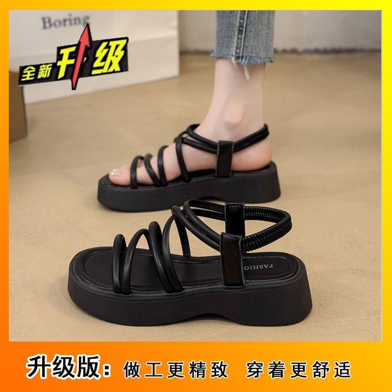 Fairy Roman sandals female 2025 summer new student fairy soft sole one word thick sole with skirt sandals