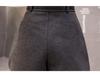 Women's High-Waisted Woolen Bootcut Shorts - A-Line Wide-Leg Black Pants for Fall/Winter 2025
