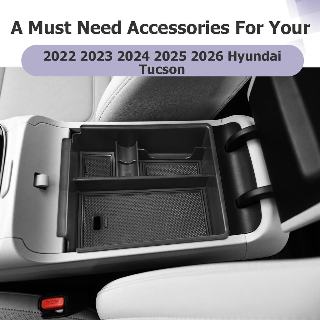LUWU 2025 2026 Tucson Accessories For -2025 2026 Hyundai Tucson Center Console Organizer Armrest Storage Box Armrest Console Organizer Ert Tray