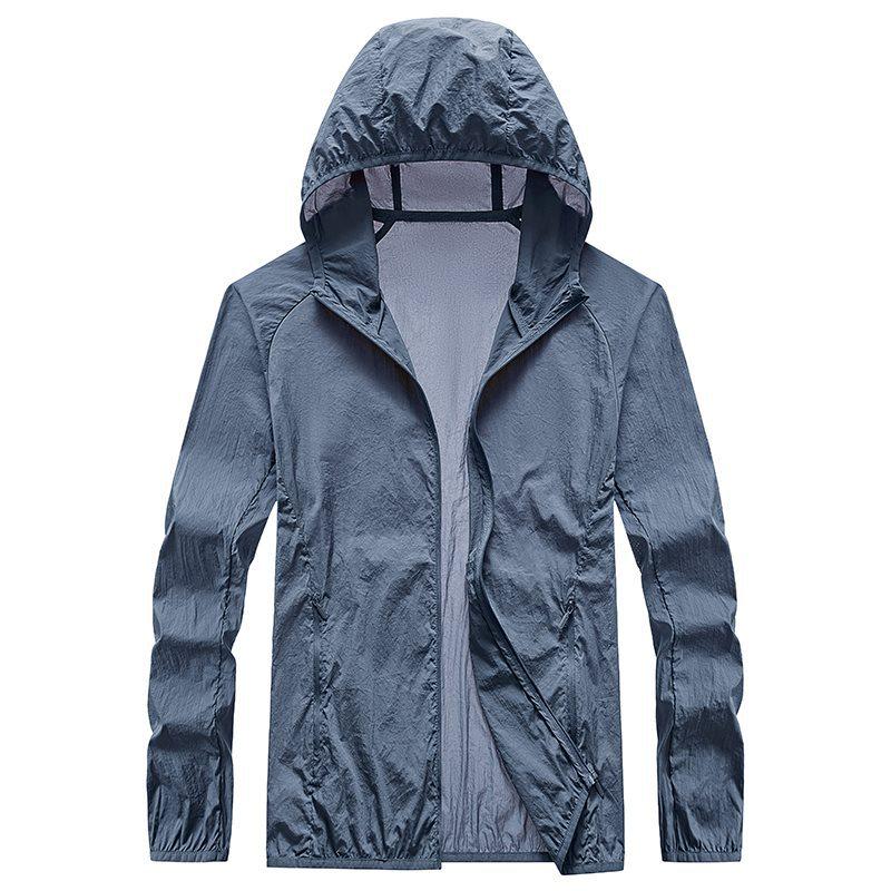 

Unisex Ultra-Light Hooded Sun Protection Jacket with Two-Way Zipper and Breathable Nylon Fabric L