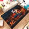 Cool Anime Warrior Printed Rug,Fire Theme Decorative Floor Carpet,Large Mat for Gamer Room,Bedroom,Living Room,Home Decor Gift